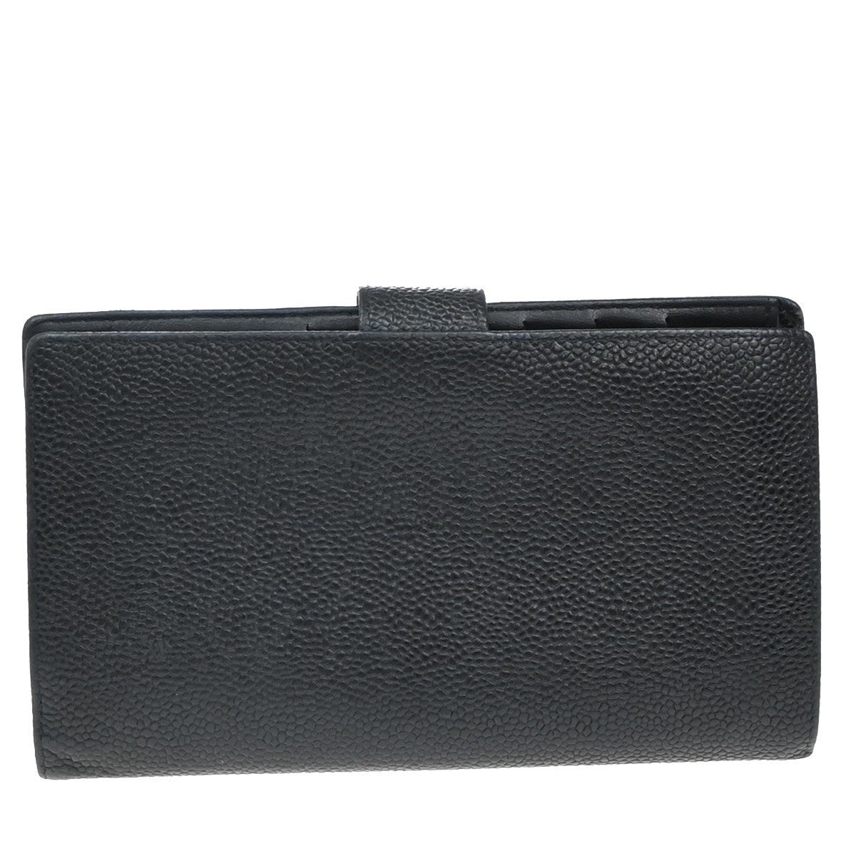 CHANEL CC Logo Long Bifold Wallet Grained Calfskin Leather Black France 79RF778