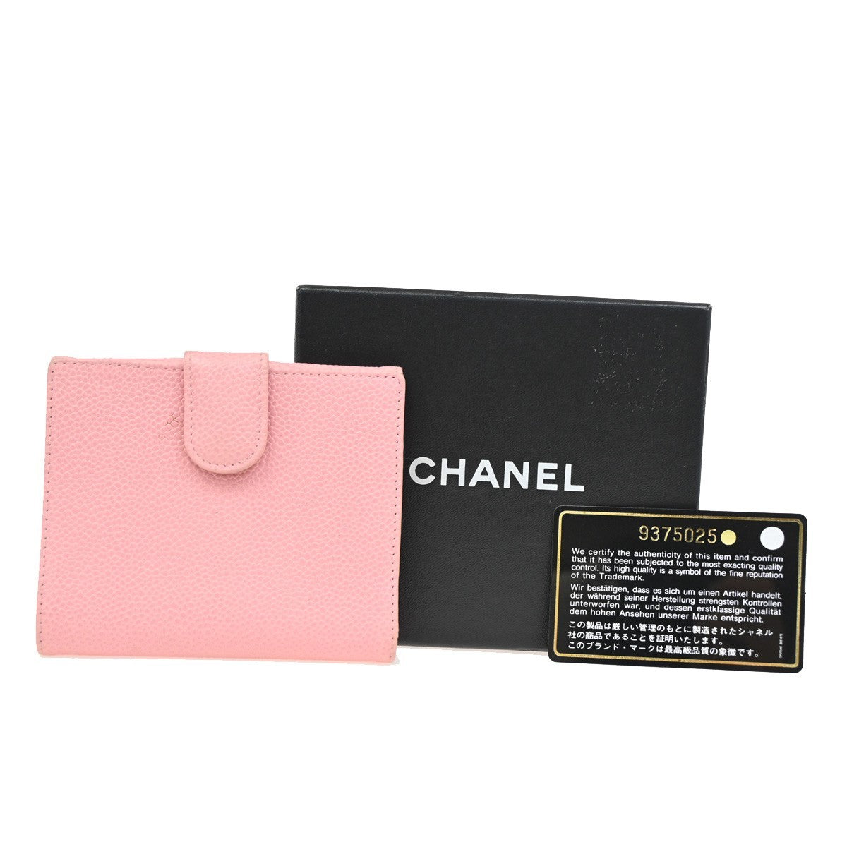 CHANEL CC Logo Bifold Compact Wallet Grained Calfskin Leather Pink GHW 83KB512