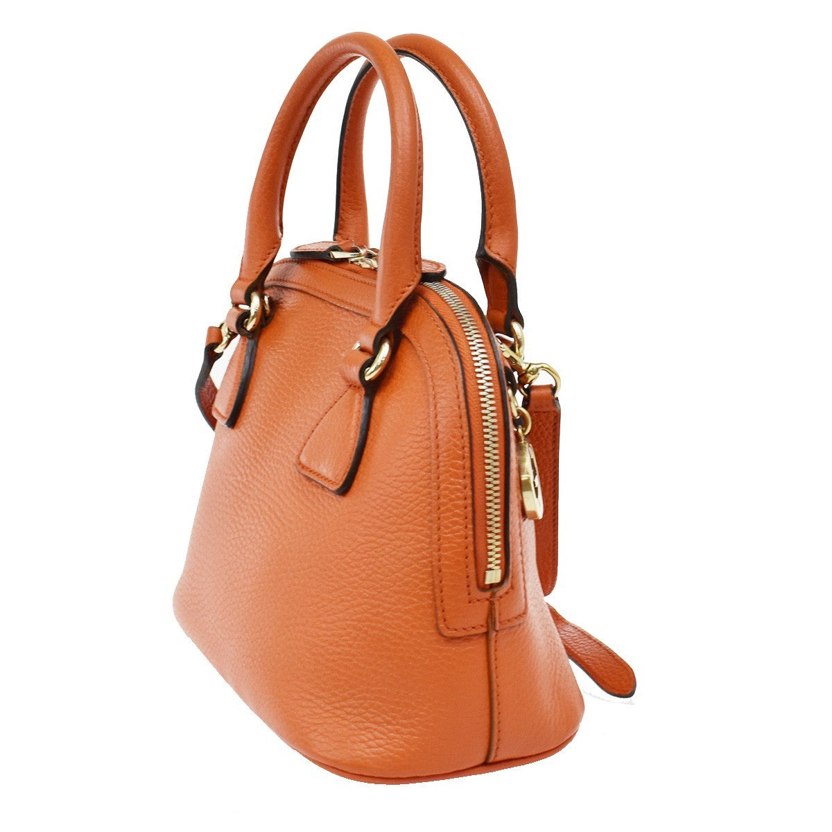 GUCCI Logo Interlocking G 2Way Shoulder Hand Bag Leather Orange GHW 93KB068