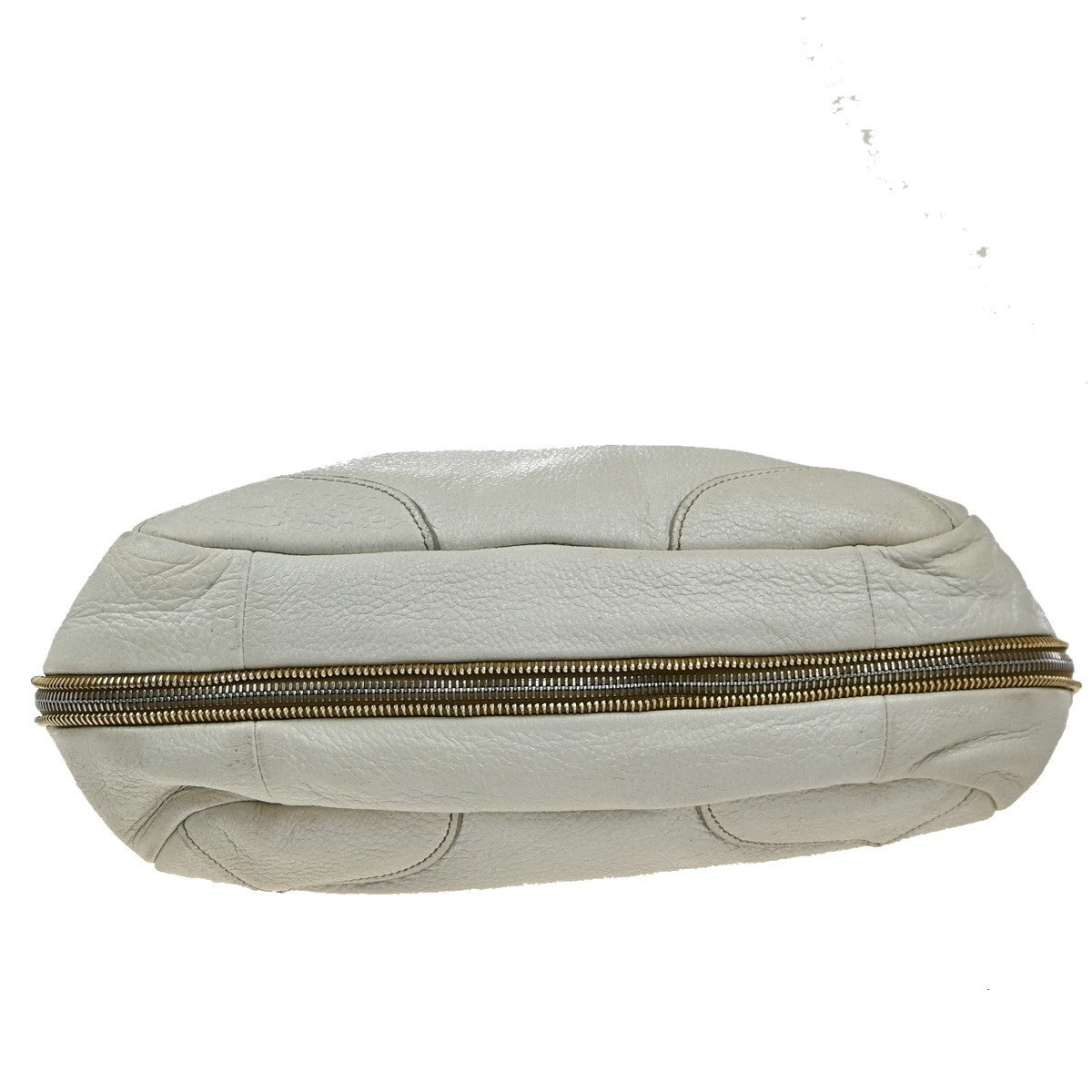 PRADA Logo Shoulder Bag Vitello Daino Leather White Italy 36KP574