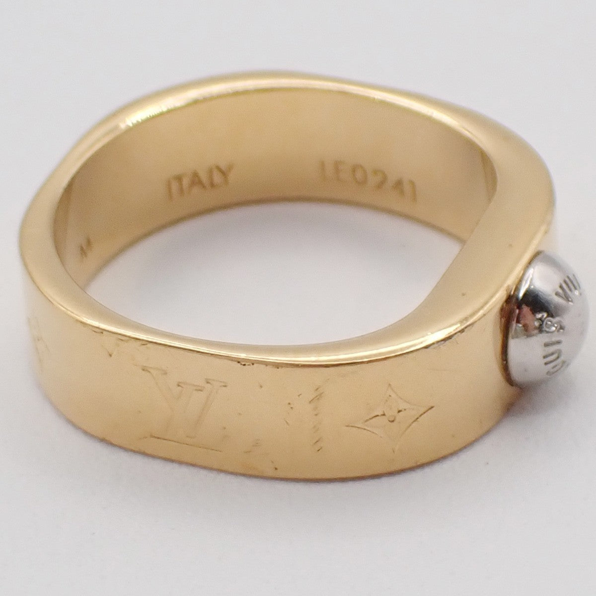 LOUIS VUITTON Nanogram Ring Size M Gold Silver Italy Accessory M00211 67EG247