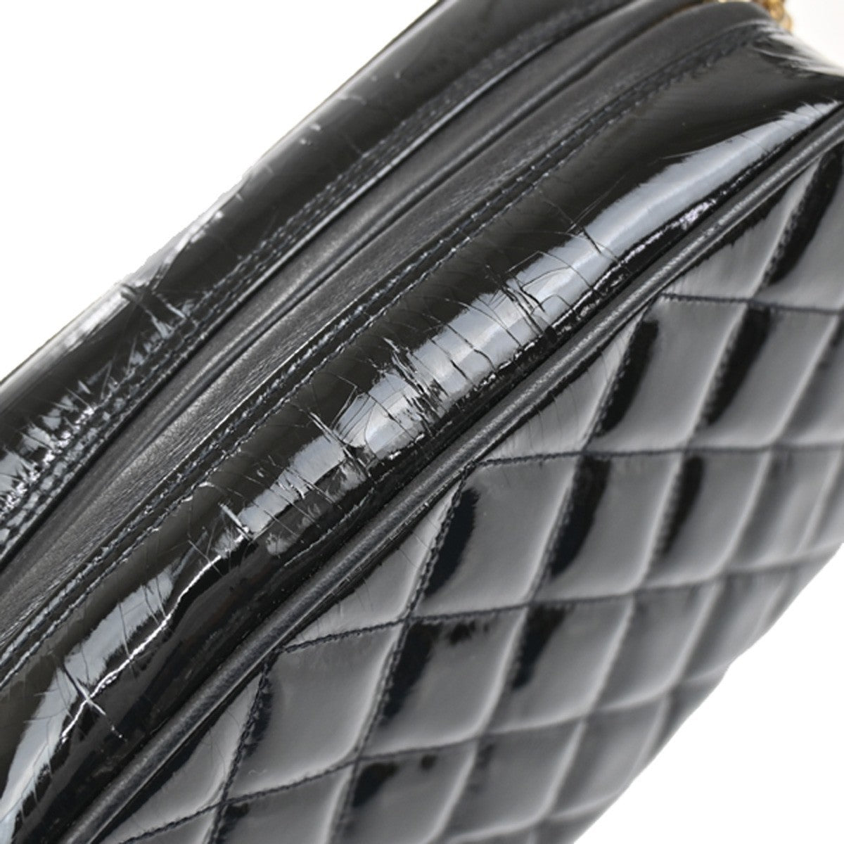CHANEL CC Matelasse Mini Chain Shoulder Bag Patent Leather BK GHW VTG 375RL116