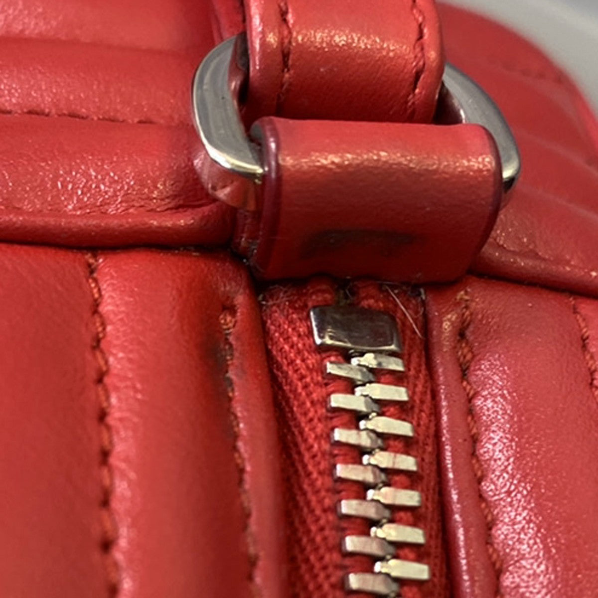 PRADA Logo Diagramme Mini Chain Shoulder Bag Leather Red SHW Italy 46RL099