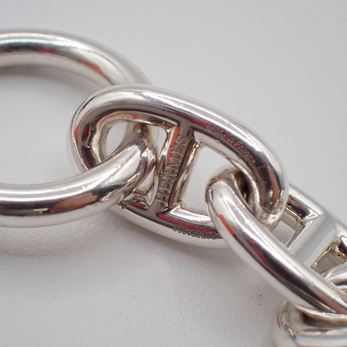 HERMES Logo Chaine D'ancre MM Chain Bracelet 12 Links Ag 925 Silver 332LC627