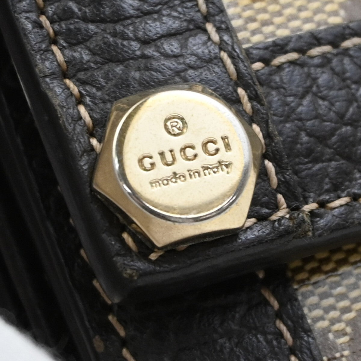 GUCCI Logo Crystal GG Pattern Long Wallet Coating Canvas Leather Brown 63EE258