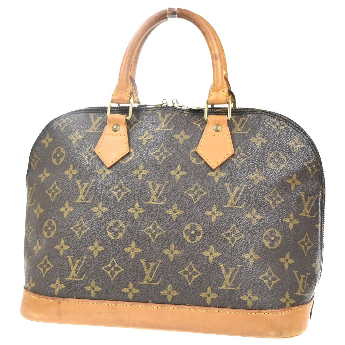 LOUIS VUITTON LV Logo Alma Hand Bag Monogram Leather Brown France M51130 73MA512