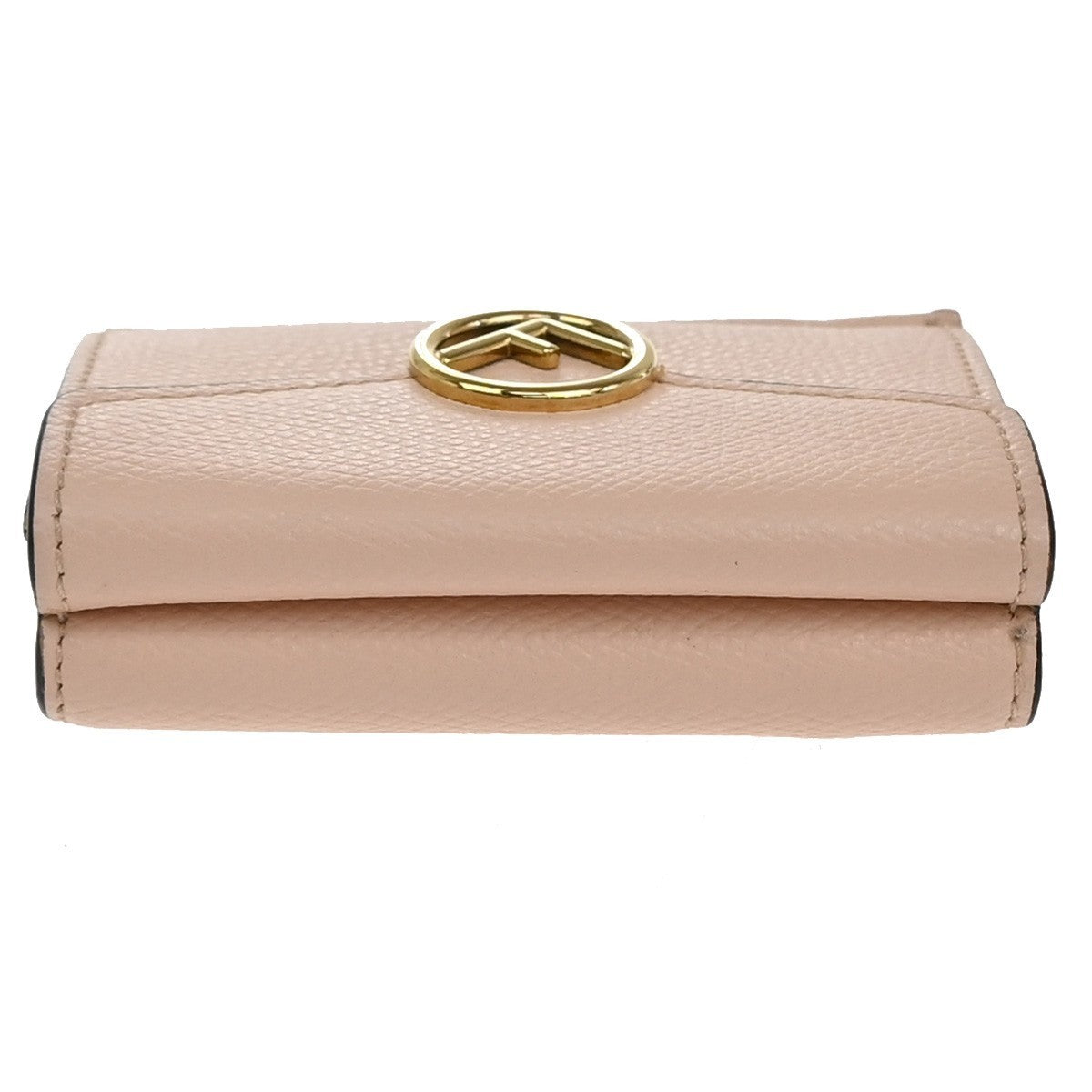FENDI Logo Mini Trifold Campact Wallet Leather Pink Italy 69KP052