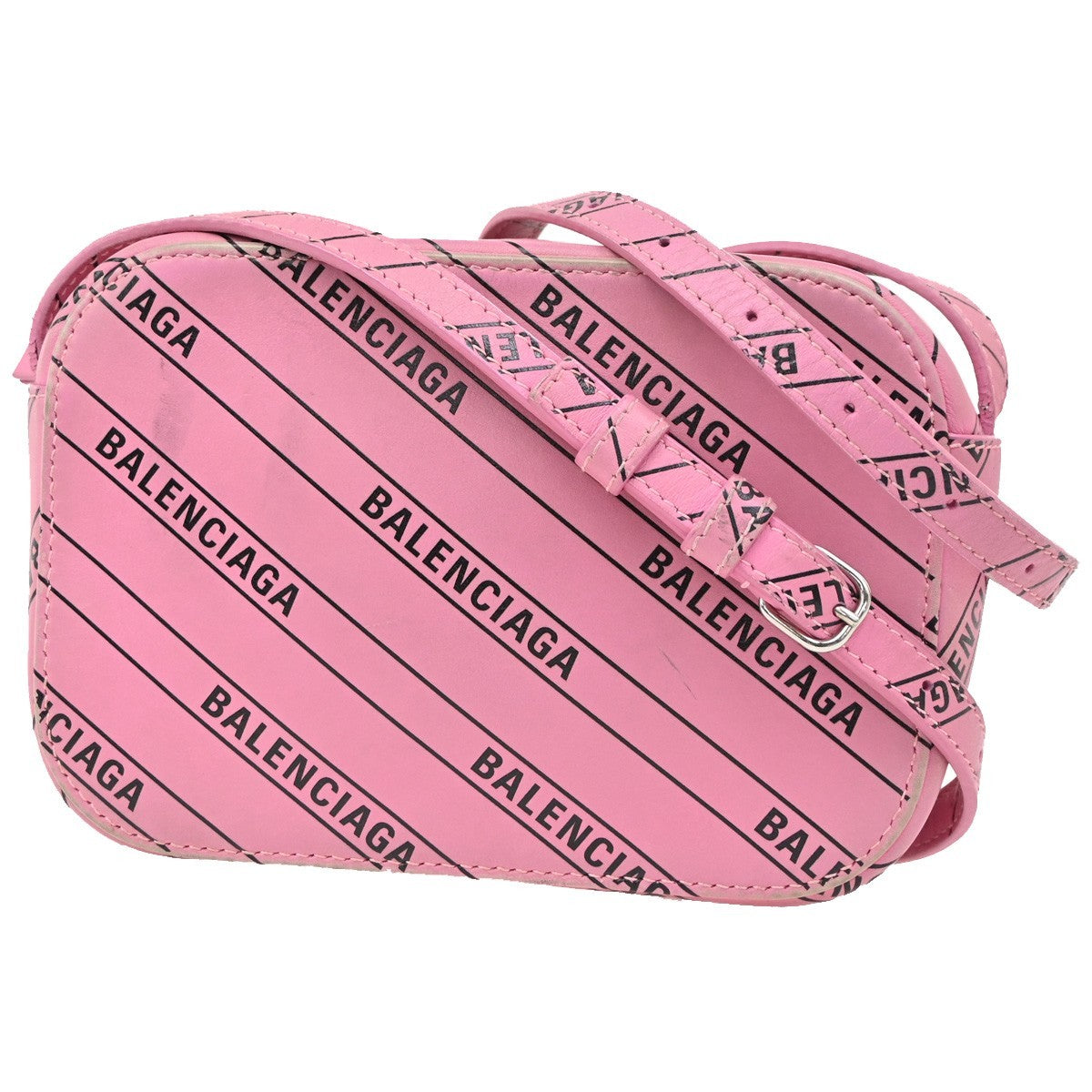 BALENCIAGA Logo Everyday Mini Shoulder Camera Bag Leather Pink Italy 32CA240
