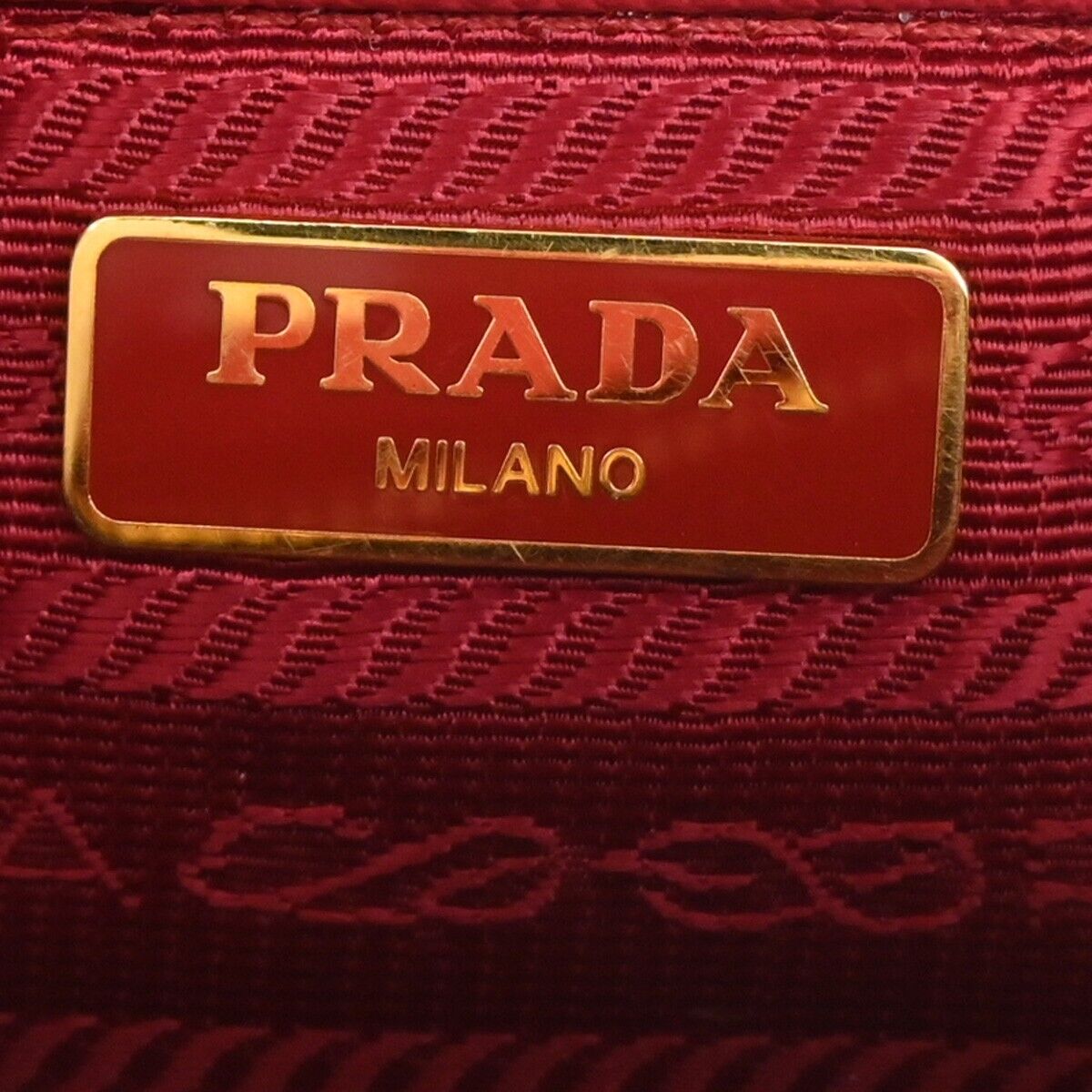 PRADA Saffiano Mini Crossbody Shoulder Bag Leather Red Fuoco Gold Italy 42RJ471