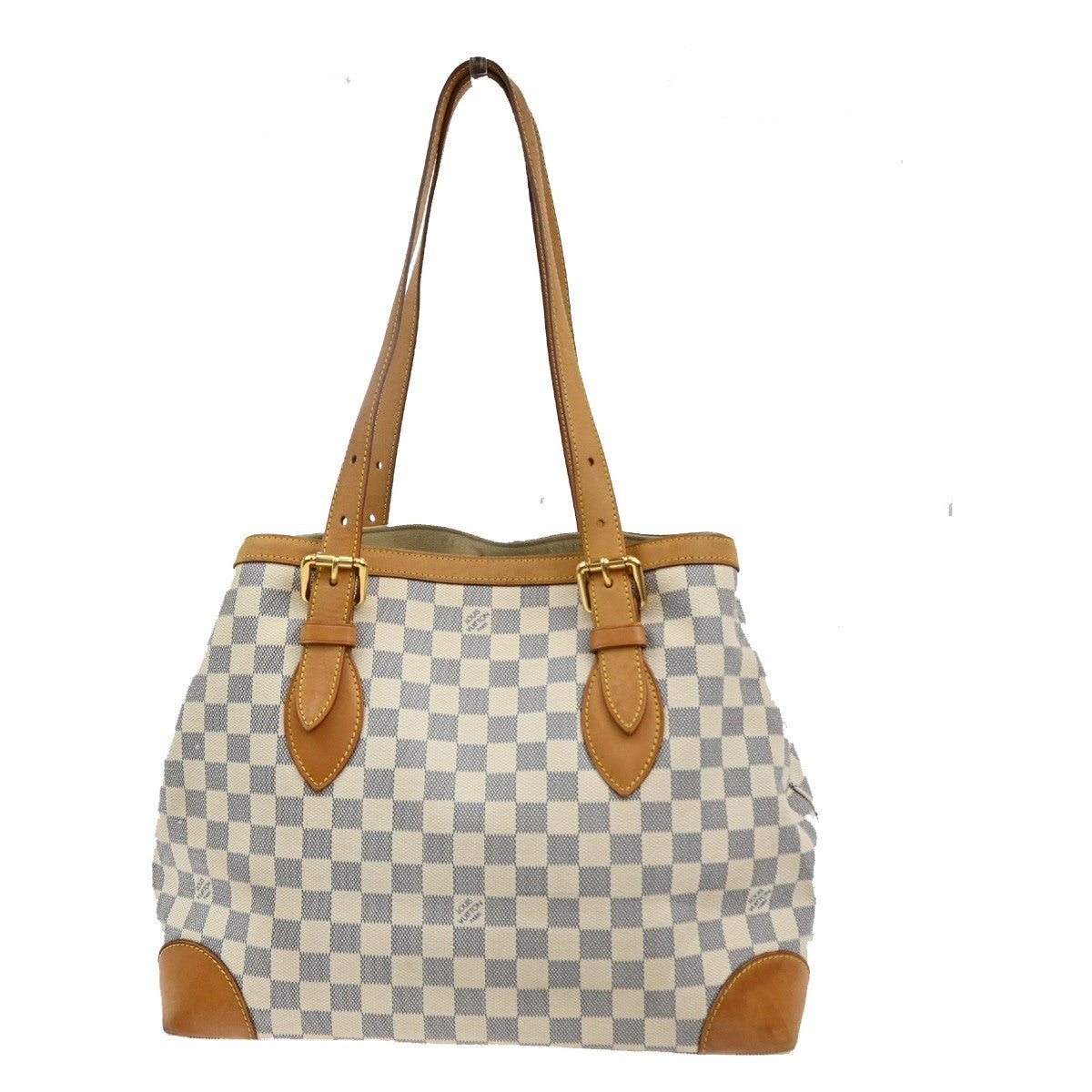 LOUIS VUITTON Hampstead MM Shoulder Bag Damier Azur Leather White N51206 88KB552
