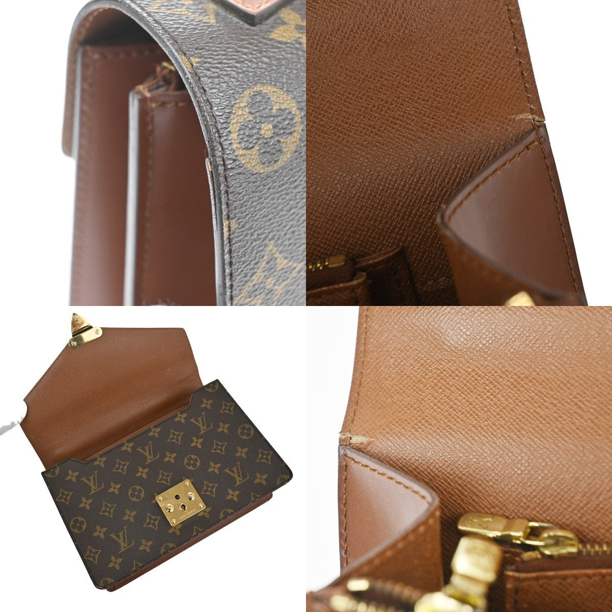 LOUIS VUITTON Concorde Hand Bag Monogram Leather Brown France M51190 88CA976