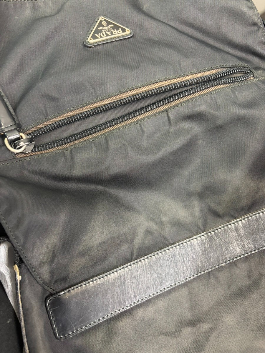 PRADA Logo Tessuto Mini Shouler Bag Nylon Leather Black SHW Italy 69YJ257