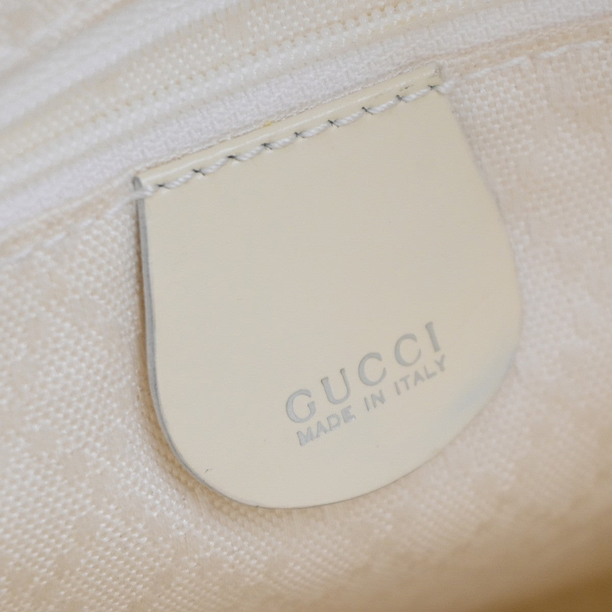GUCCI Logo Bamboo Handbag Nylon Patent Leather White SHW Italy 66CA341