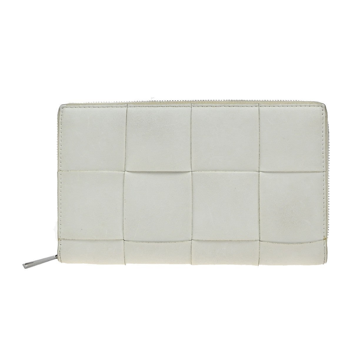 BOTTEGA VENETA Cassette Intrecciato Long Zipper Wallet Leather White 66KA968