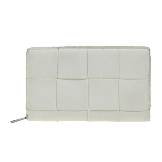 BOTTEGA VENETA Cassette Intrecciato Long Zipper Wallet Leather White 66KA968