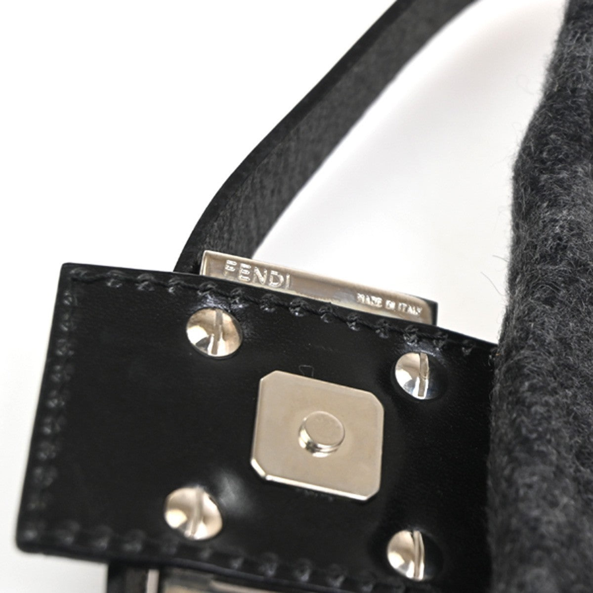 FENDI Mamma Baguette Zucca Shoulder bag Cashmere Leather BK SHW Italy 614RL734