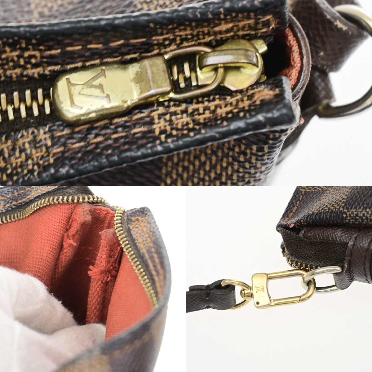 LOUIS VUITTON  Trousse Makeup Hand Bag Damier Ebene Leather Brown N51982 83KD191