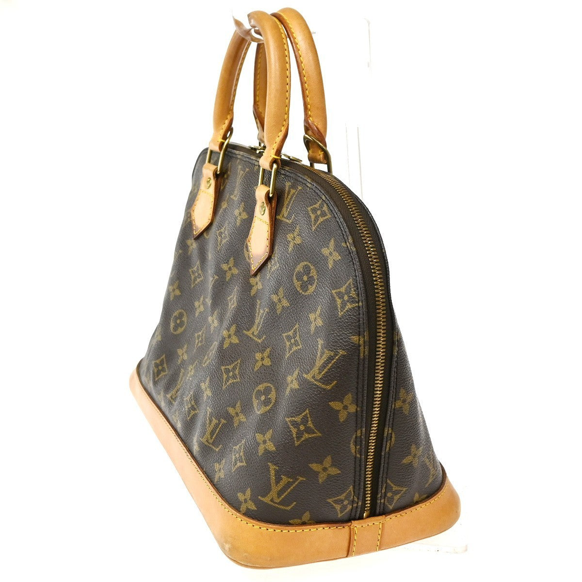 LOUIS VUITTON LV Logo Alma Hand Bag Monogram Leather Brown France M51130 82CA620