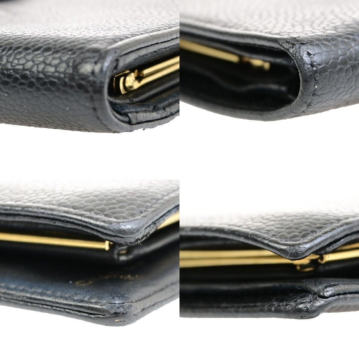 CHANEL CC Long Bifold Wallet Purse Grained Calfskin Leather Black GHW 36RK886
