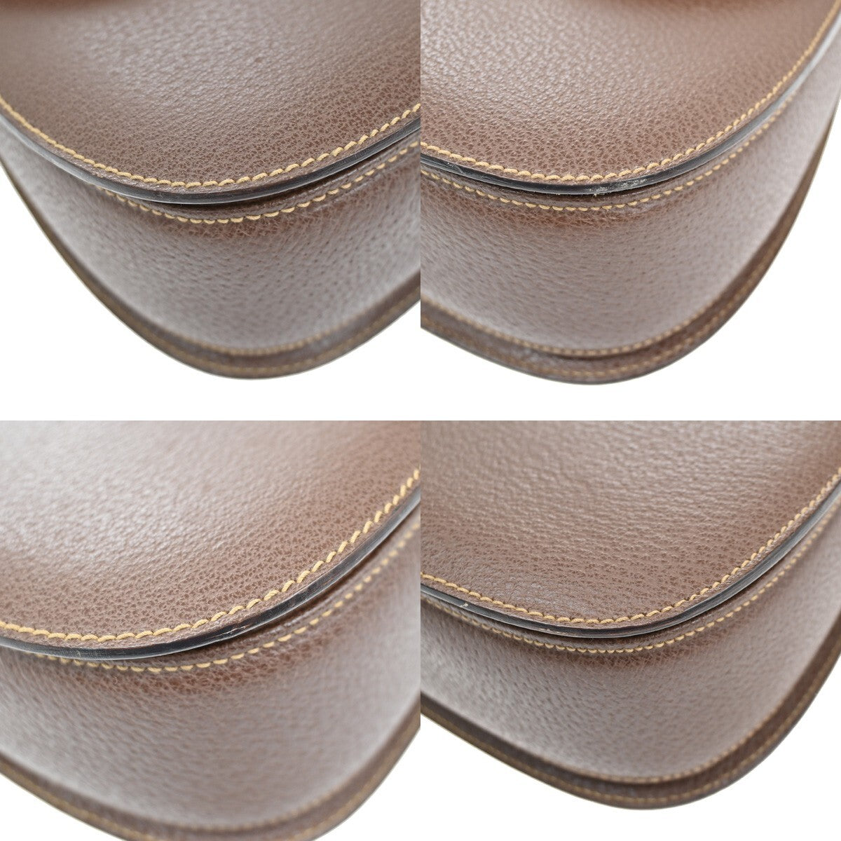 GUCCI Logo Bamboo Top Handle Hand Bag Leather Brown Gold Italy 52EE415