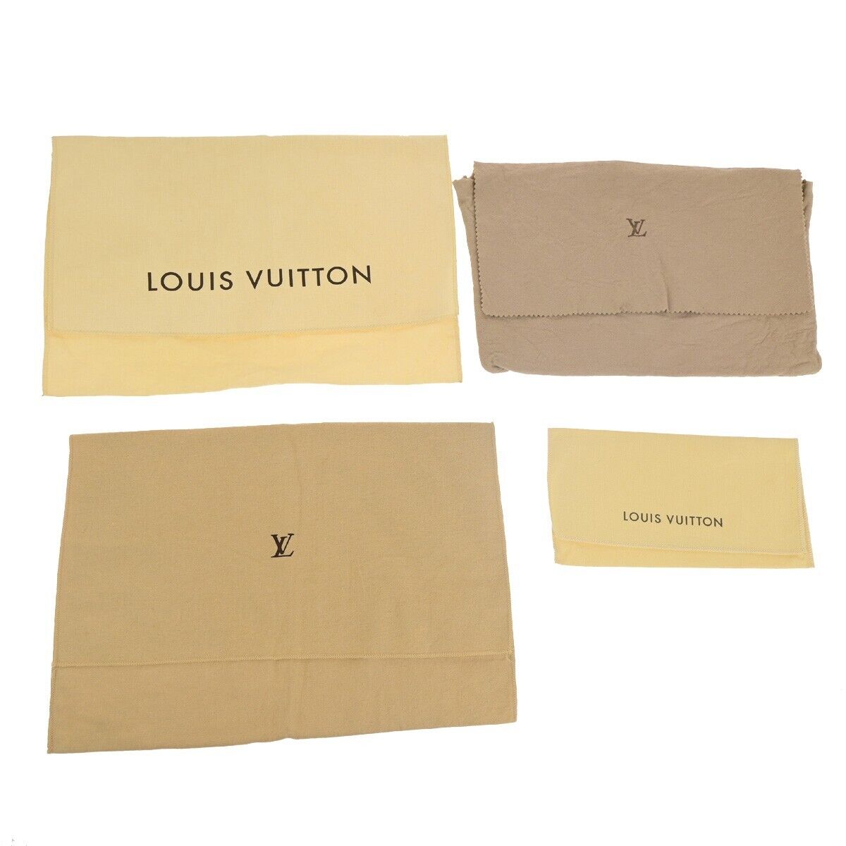 LOUIS VUITTON Logo 10 Set Dust Bag Drawstring Canvas Cotton Beige Brown 07HC020