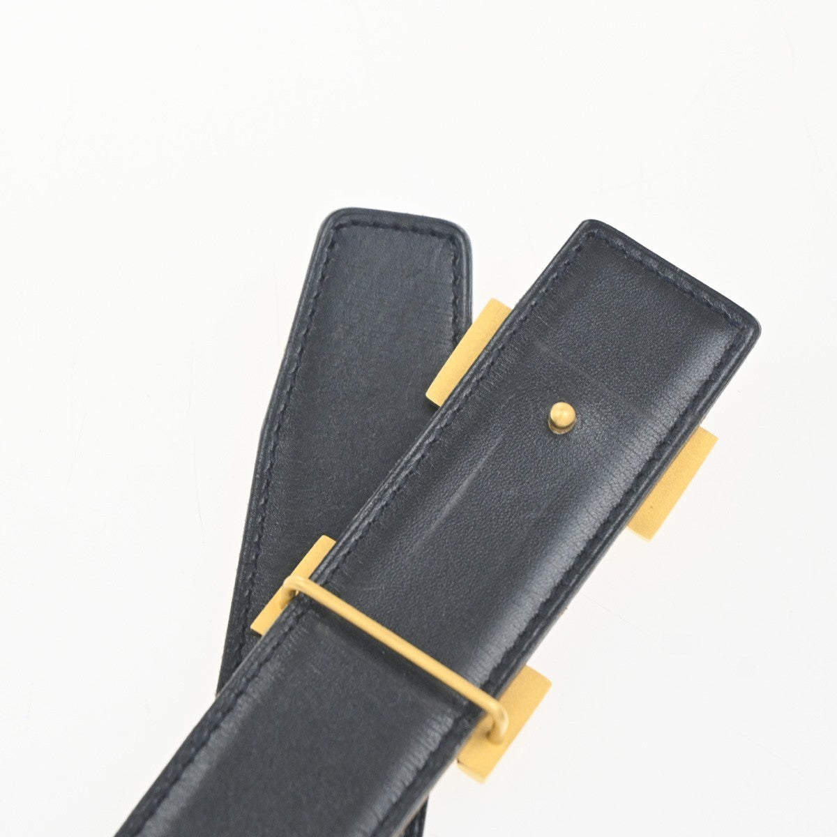 HERMES Logo Constant Reversible Buckle Belt Size 70 Leather Black BN GHW 82RL951