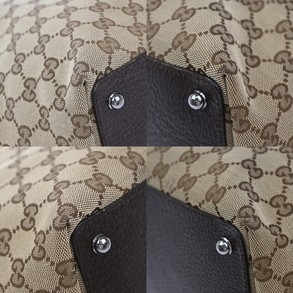 GUCCI Logo GG Pattern Shoulder Bag Canvas Leather Brown Silver Italy 61KB384