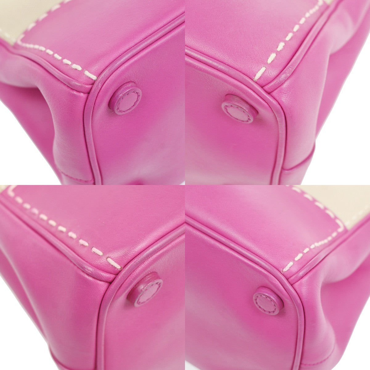 PRADA Logo Canapa City 2Way Shoulder Hand Bag Canvas Leather Pink BE SHW 98ZA359