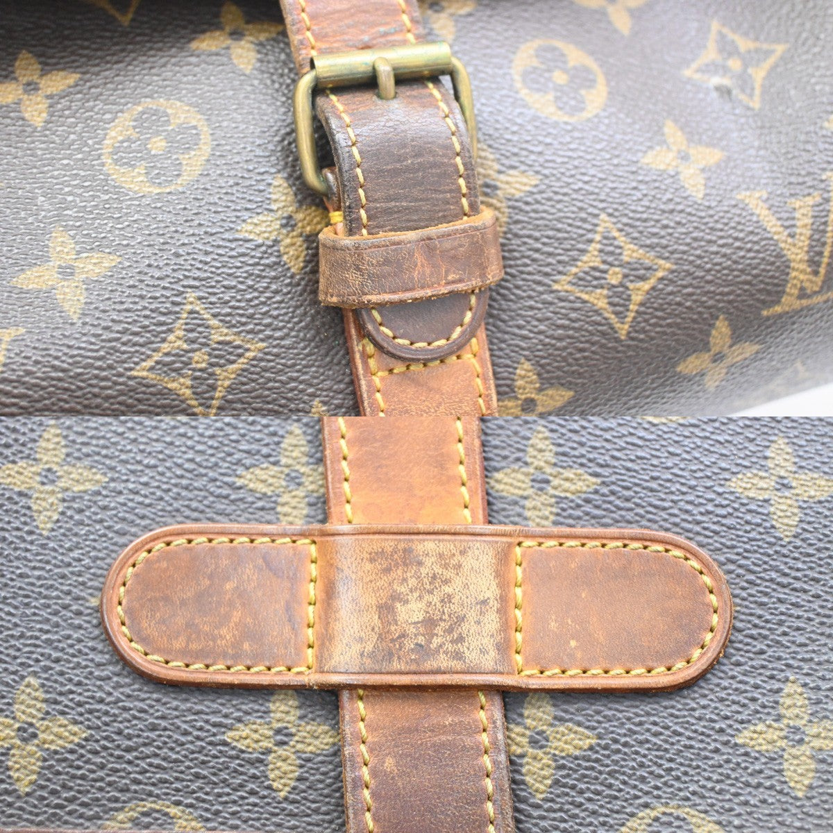 LOUIS VUITTON Logo Marne Shoulder Bag Monogram Leather Brown M51369 33KB603