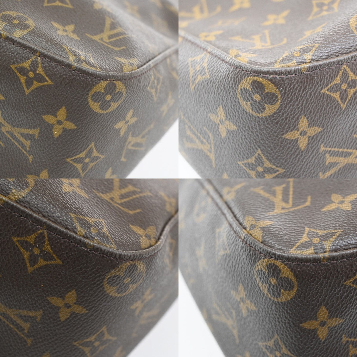 LOUIS VUITTON Logo Looping GM Shoulder Bag Monogram Leather Brown M51145 11CA656
