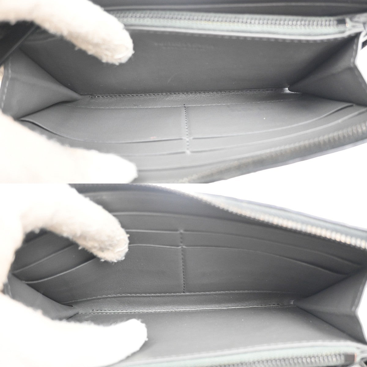 BOTTEGA VENETA Logo Intrecciato Zip Around Long Wallet Leather Black 65KC209