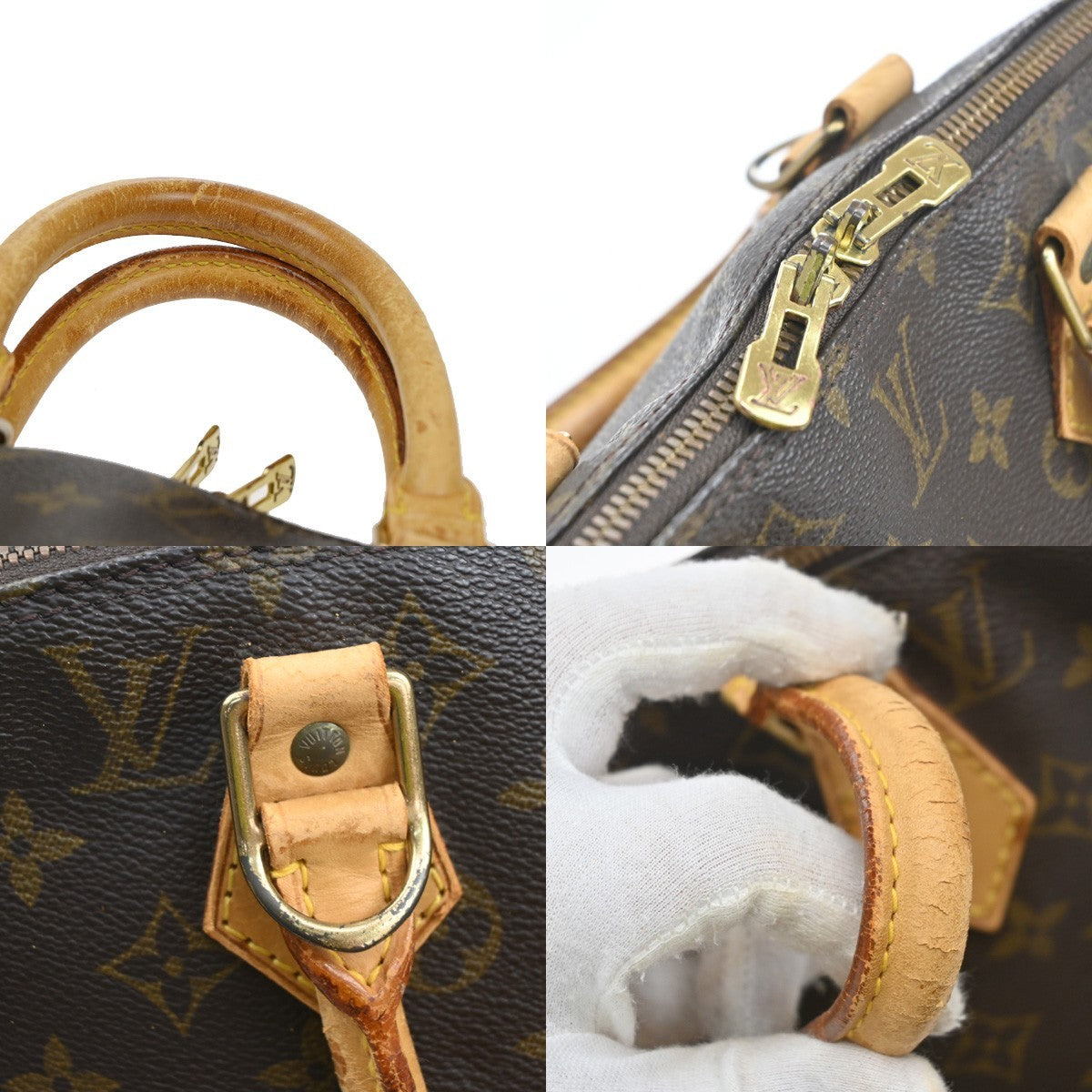 LOUIS VUITTON LV Logo Alma Hand Bag Monogram Leather Brown France M51130 88SA110