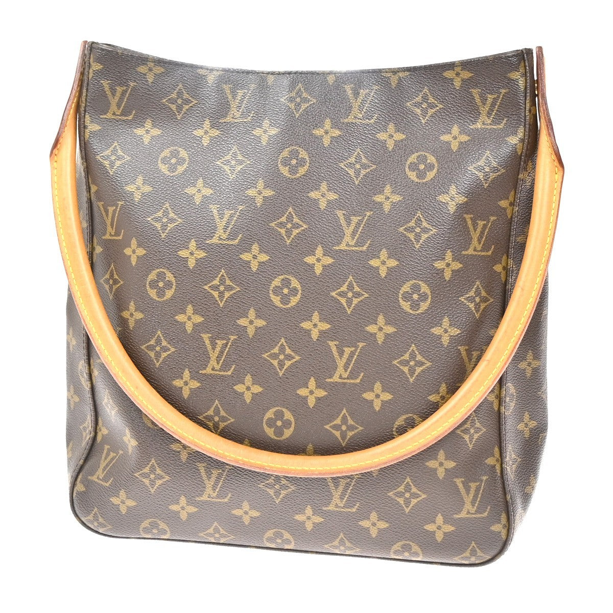 LOUIS VUITTON Logo Looping GM Shoulder Bag Monogram Leather Brown M51145 96KP403