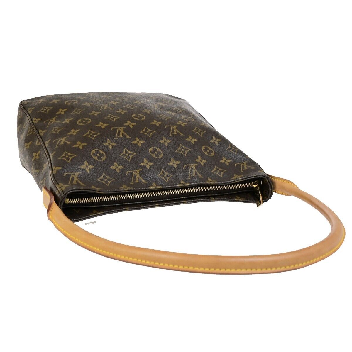 LOUIS VUITTON Logo Looping GM Shoulder Bag Monogram Leather Brown M51145 85EC883