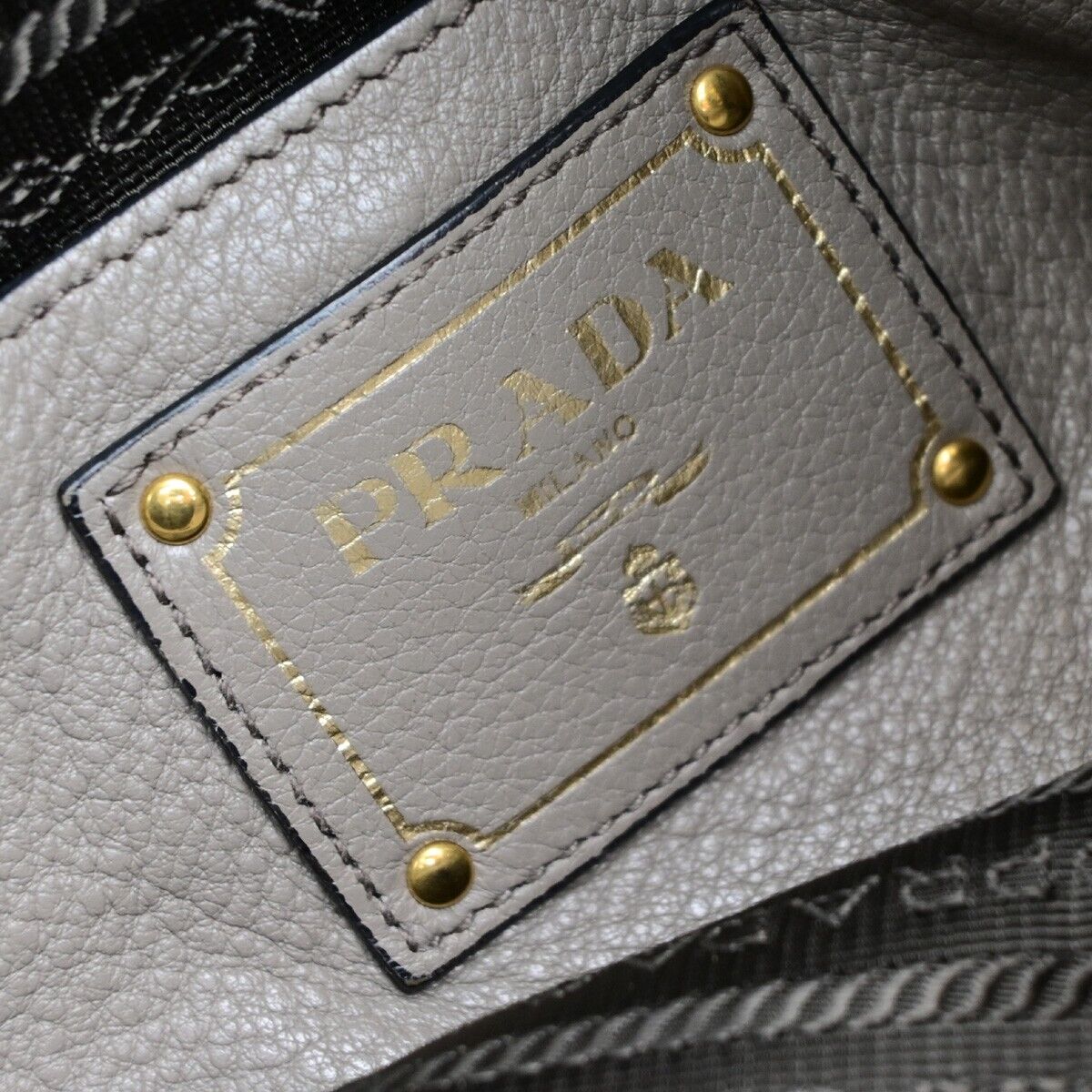 PRADA MILNO Logo 2Way Shoulder Hand Bag Vitello Phenix Leather Gray GHW 83ED876