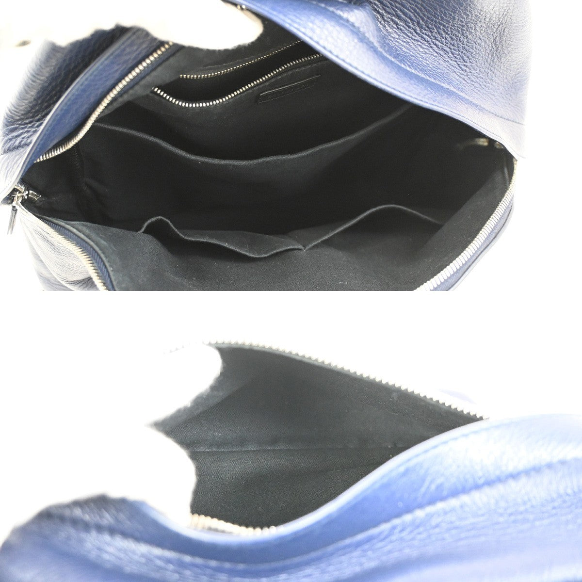 BALENCIAGA Logo Everyday Backpack Adjustable Strap Leather Blue Italy 12ZA253