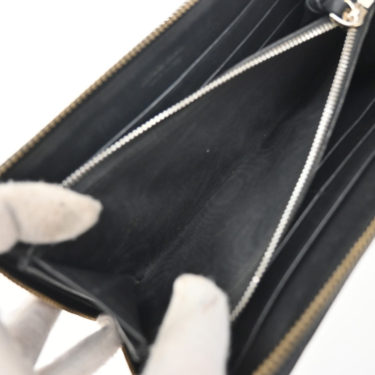 BOTTEGA VENETA Logo Intrecciato 2 Set Long Zipper Wallet Leather Black 67KP013