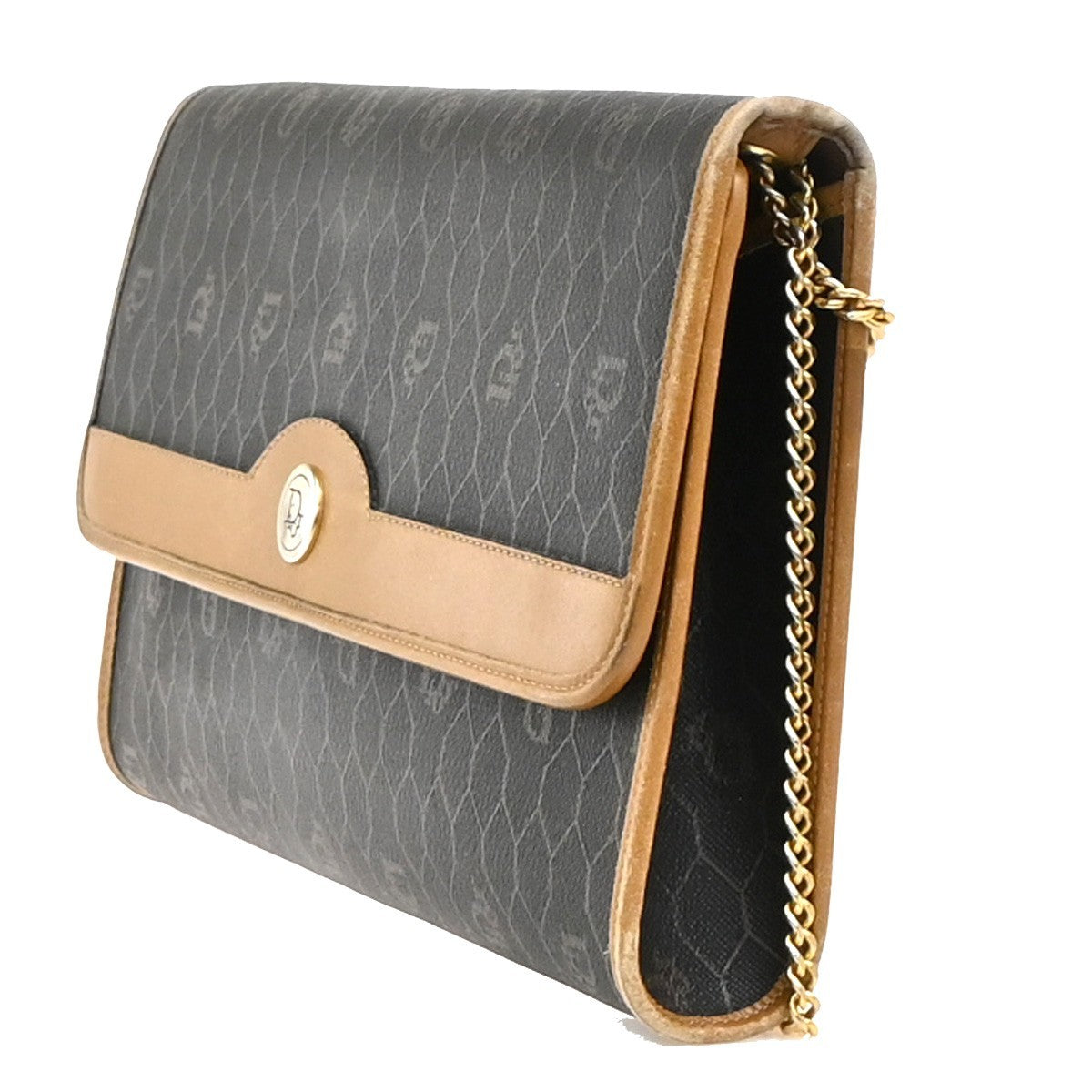 CHRISTIAN DIOR Logo Honeycomb 2Way Chain Shoulder Bag PVC Leather BN GHW 69KC690