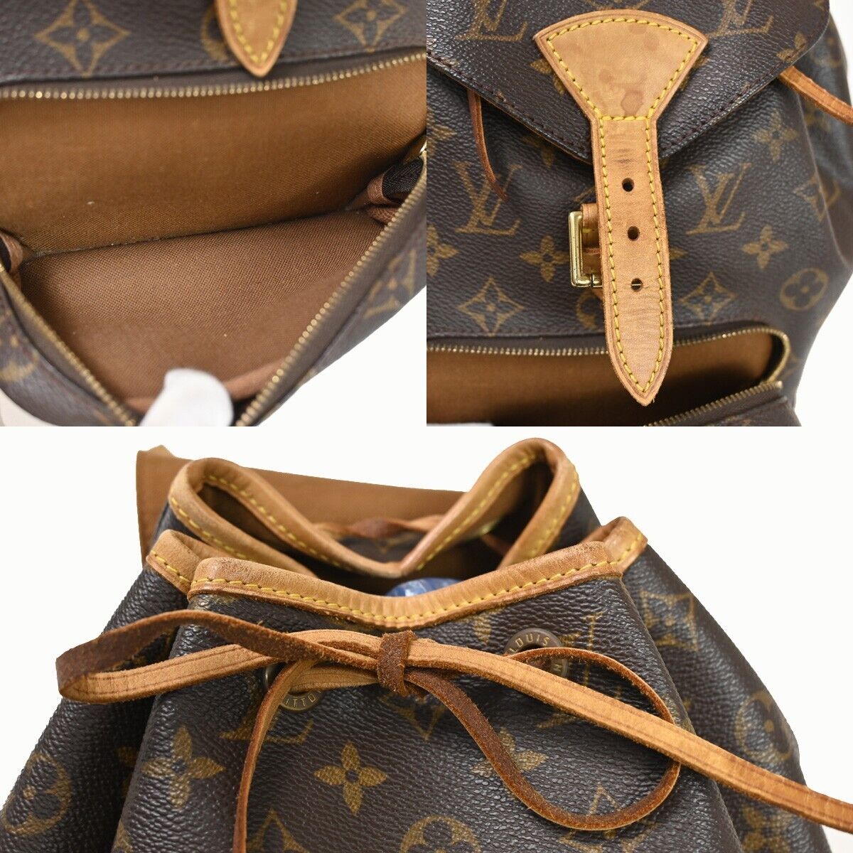 LOUIS VUITTON Montsouris MM Backpack Bag Monogram Leather Brown M51136 11HB861