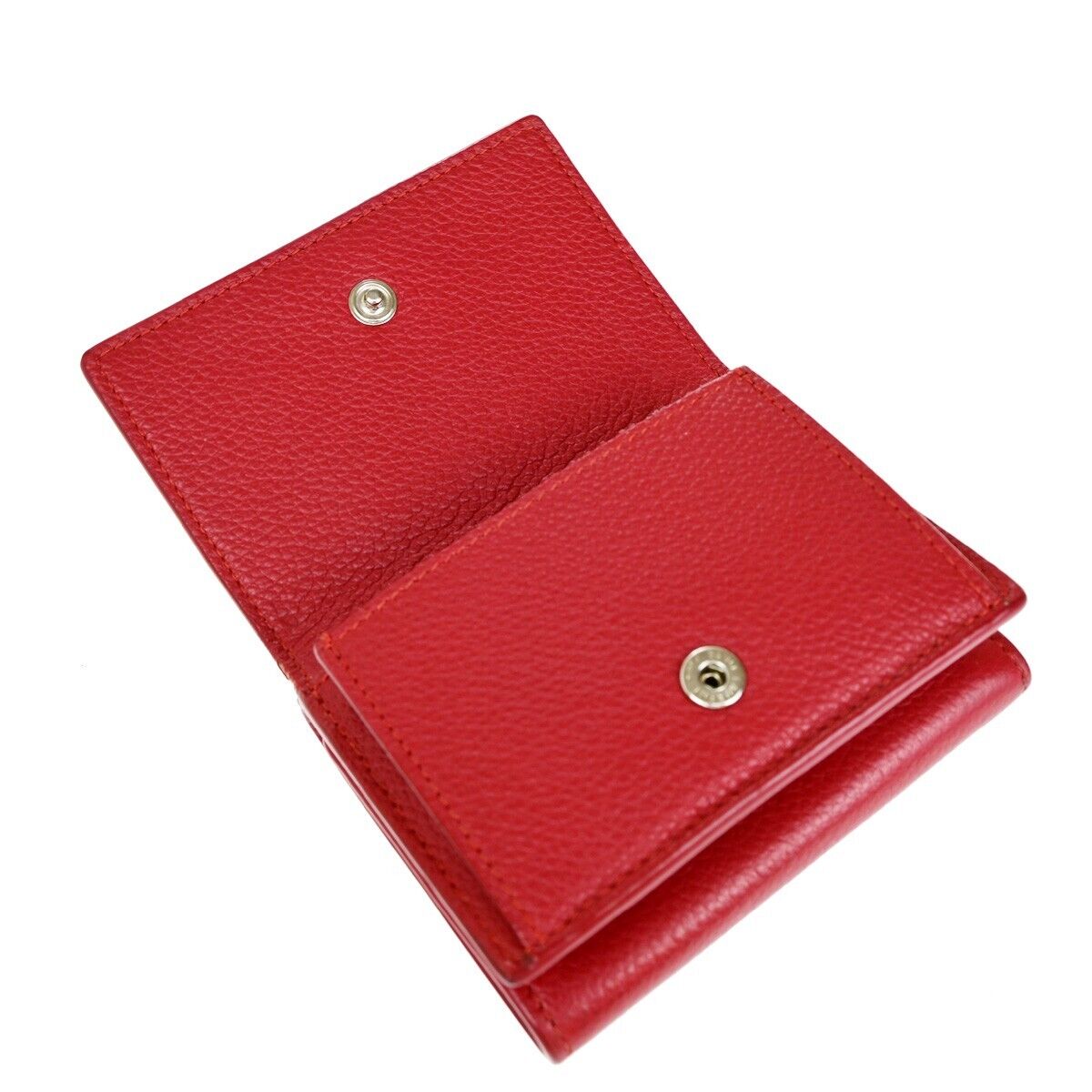 SAINT LAURENT Logo Trifold Wallet Purse Leather Red SHW Made in Italy 04KA226