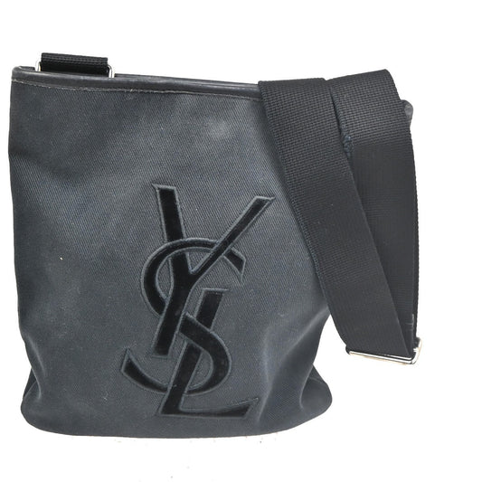 YVES SAINT LAURENT Crossbody Shoulder Bag Canvas Leather Black SHW 04TA445