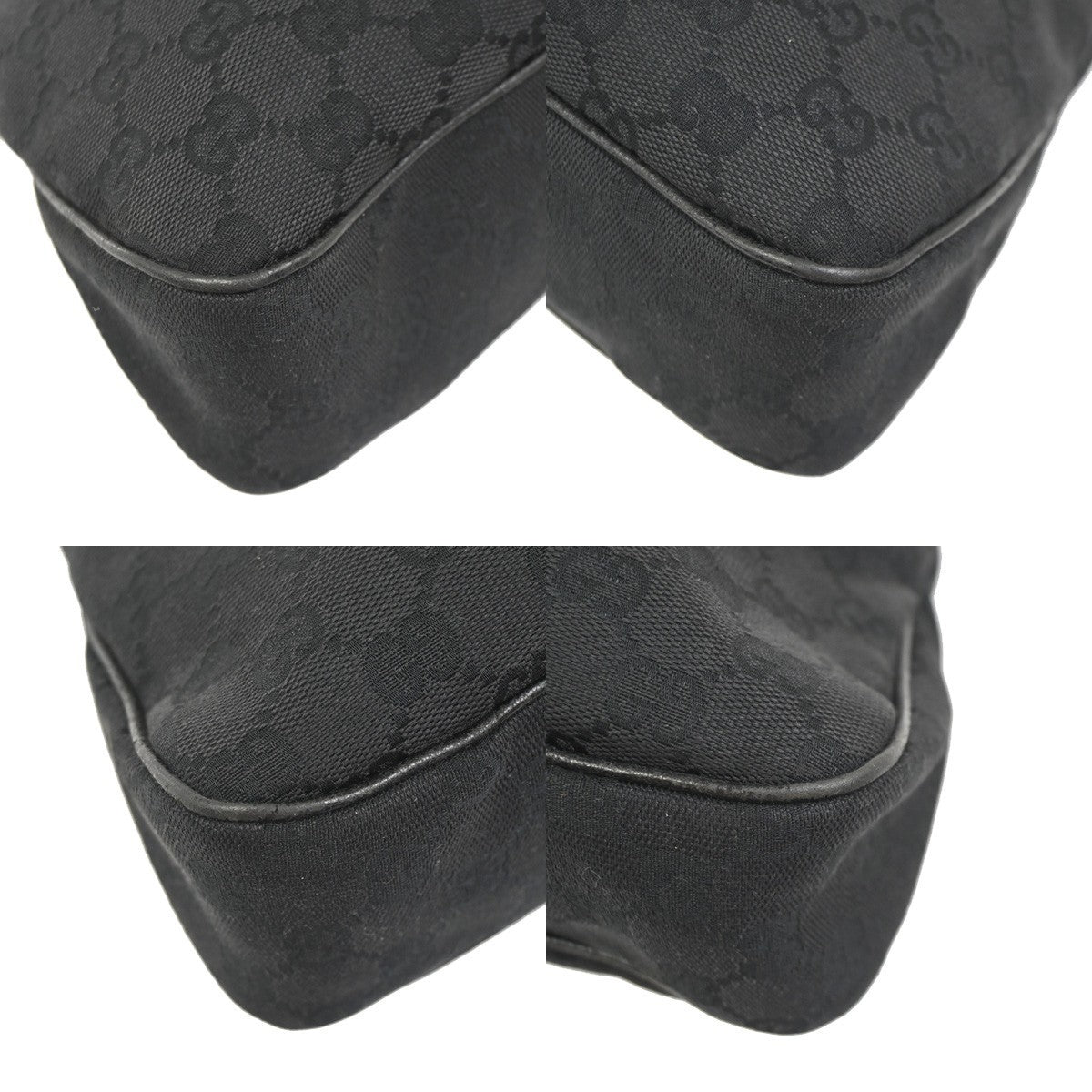 GUCCI GG Logo Eclipse Shoulder Hand Bag Black Canvas Leather GHW Italy 33ZA368