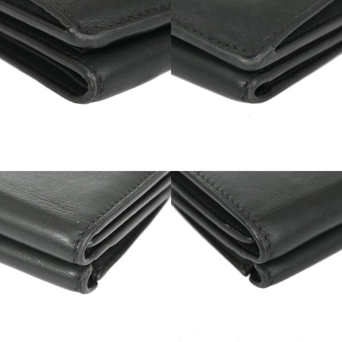 BALENCIAGA Paper Mini Trifold Wallet Purse Leather Gray Silver Italy 09DA072