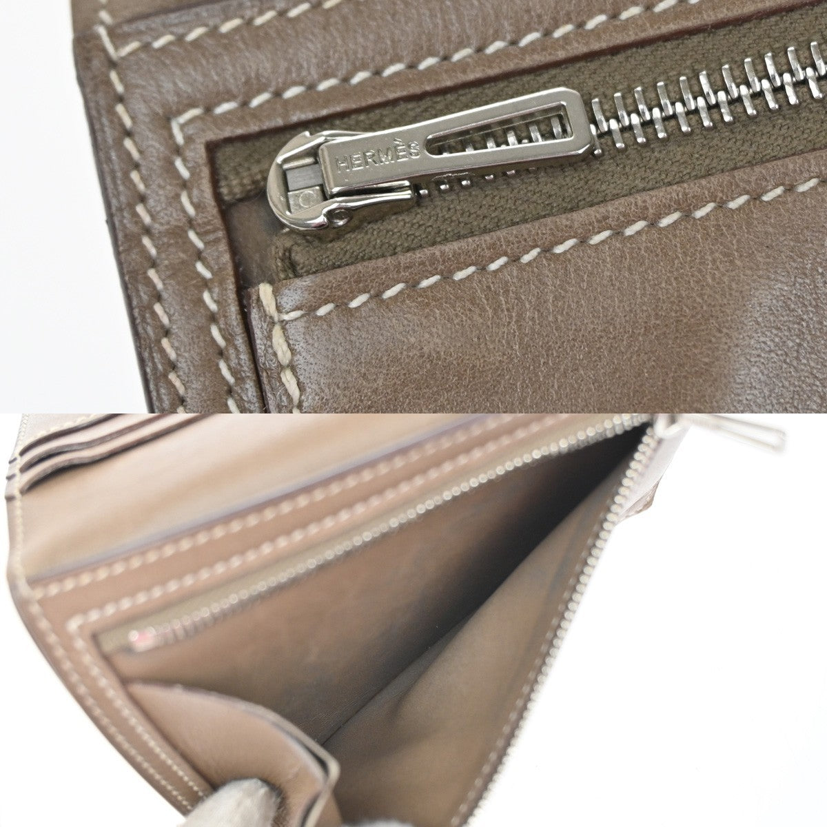 HERMES H Logo Bearn Compact Bifold Wallet Purse Swift Leather Brown SHW 87RQ018