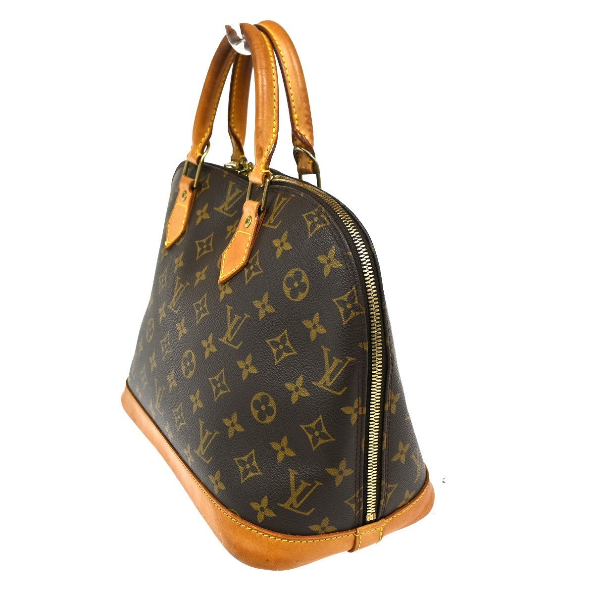 LOUIS VUITTON LV Logo Alma Hand Bag Monogram Leather Brown France M51130 82CA688