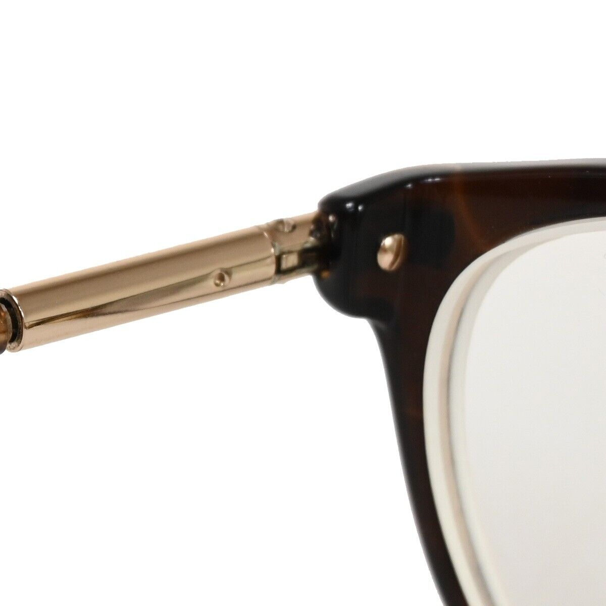 TOM FORD Logo Glasses Frame Eye Wear Plastic Brown Gold Plated Accessory 02GA680
