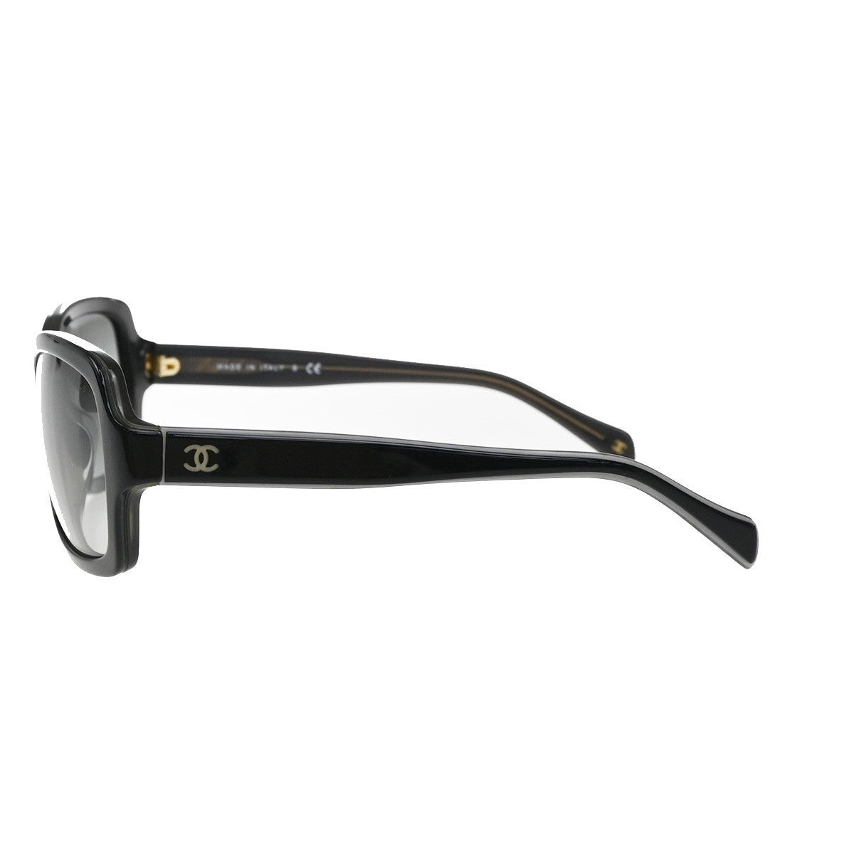 CHANEL CC Logo Sunglasses Eye Wear Plastic Leather Black 5143-A 63RP001