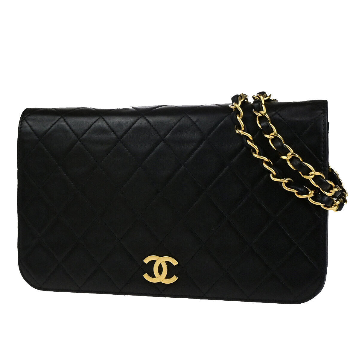 CHANEL CC Matelasse 23 Full Flap Chain Shoulder Bag Black GHW Vintage 645RK760