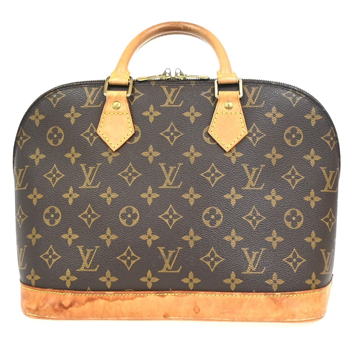 LOUIS VUITTON LV Logo Alma Hand Bag Monogram Leather Brown France M51130 73TA598
