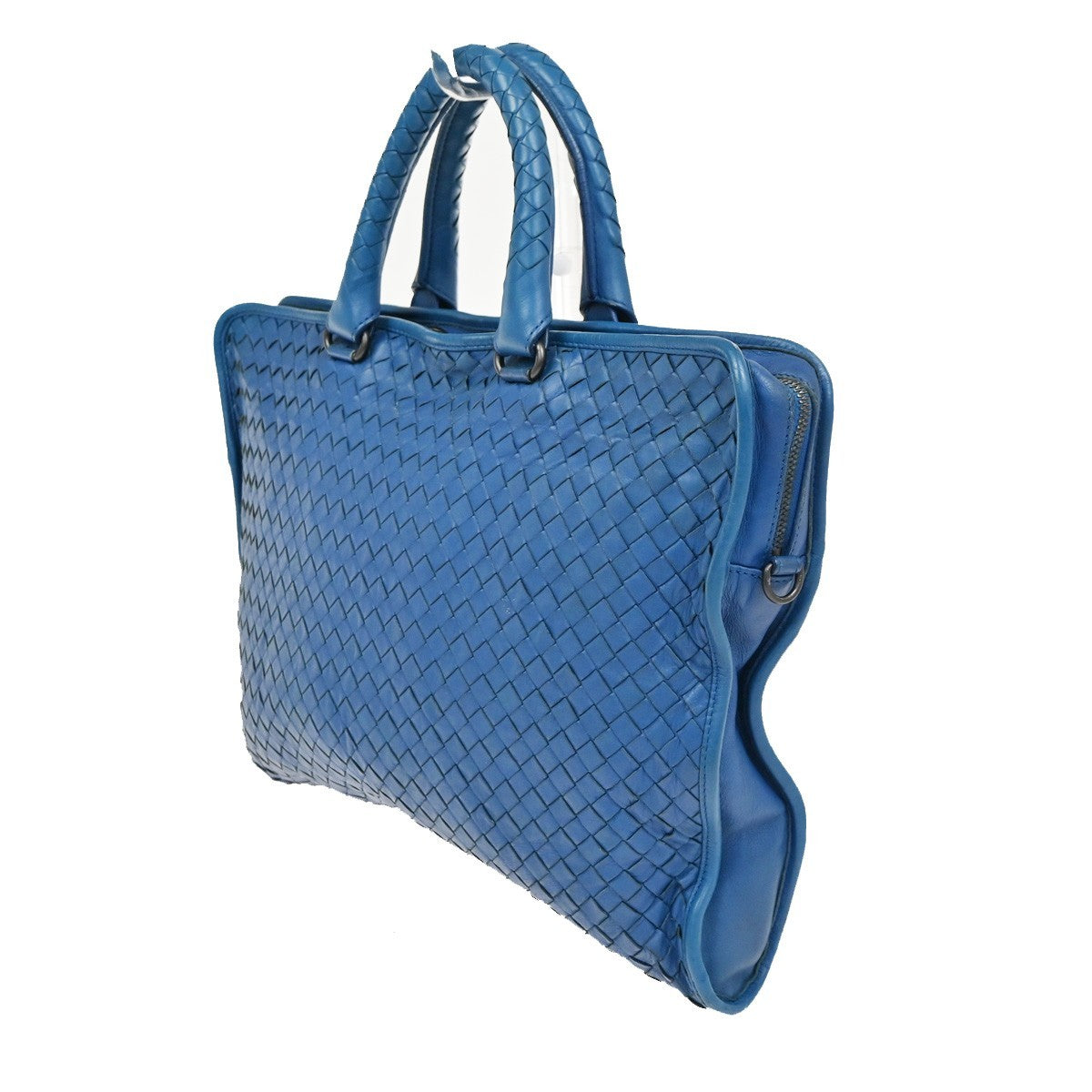 BOTTEGA VENETA Intrecciato Briefcase Logo Top Handle Bag Leather Blue 31CA722